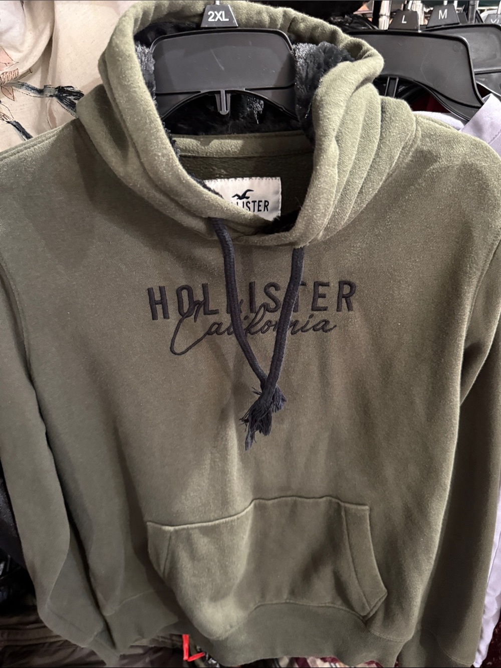 Hollister Olive Green Pullover with Navy Logo